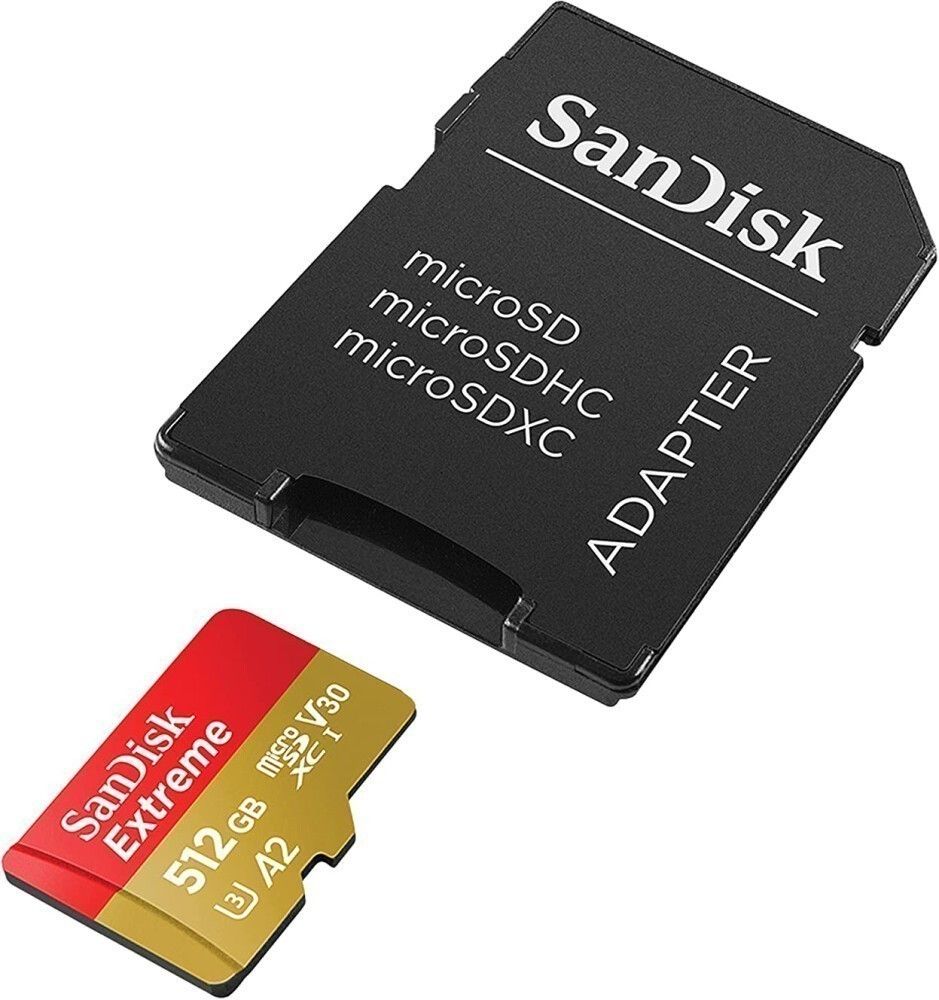 Карта памяти microSDXC 512GB SanDisk Extreme Class 10, UHS-I, W130, R 190 МБ/с, (SDSQXAV-512G-GN6MA) адаптер на SD