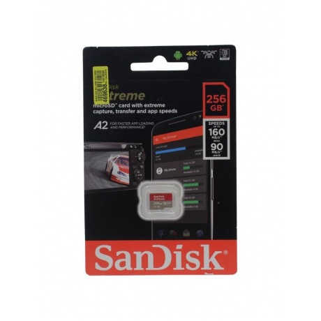 Карта памяти SanDisk SDSQXA1-256G-GN6MN 256 ГБ MicroSDXC Extreme UHS-I U3 V30 - фото 2