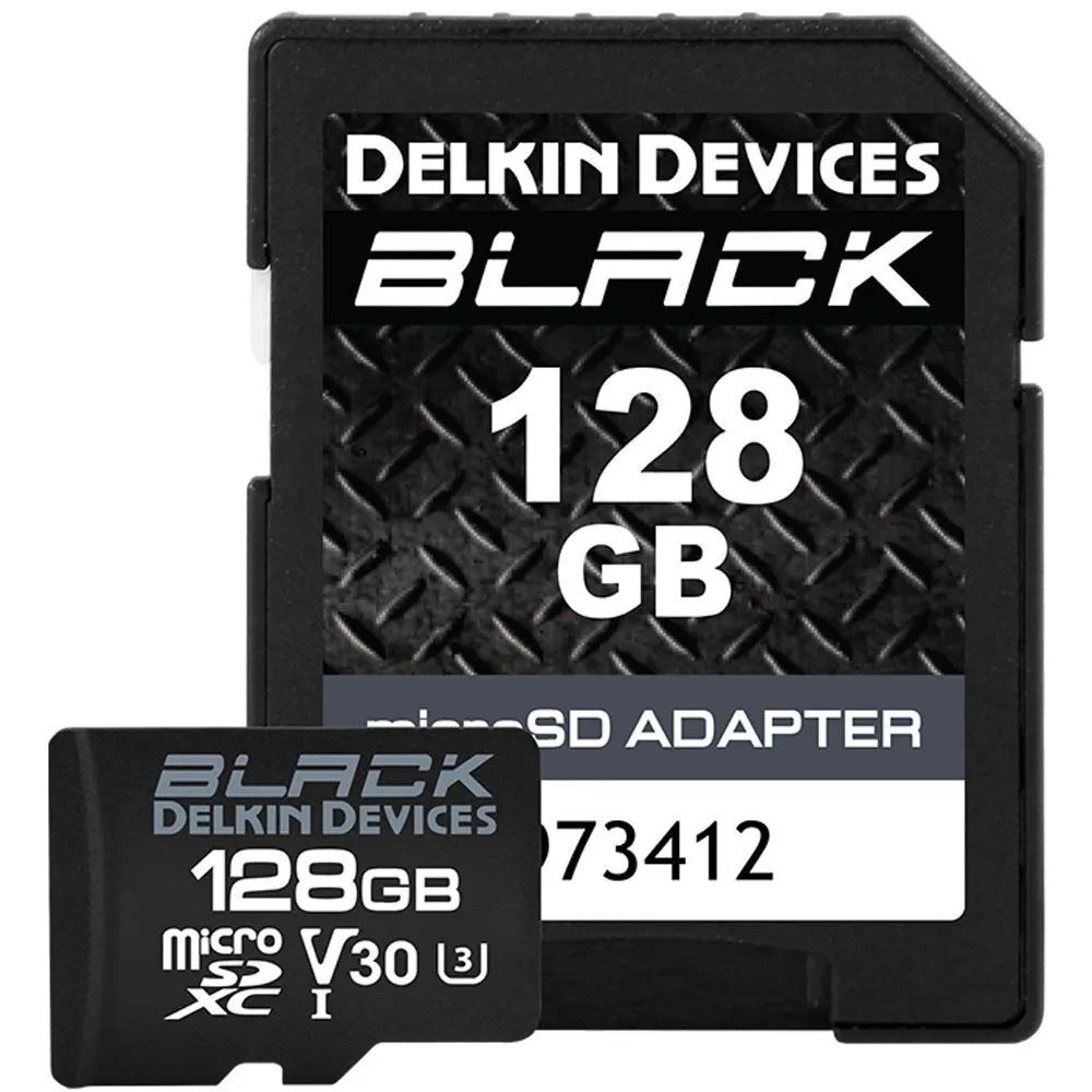 Карта памяти microSD Delkin 128GB BLACK UHS-I microSD c SD адаптером цена и фото
