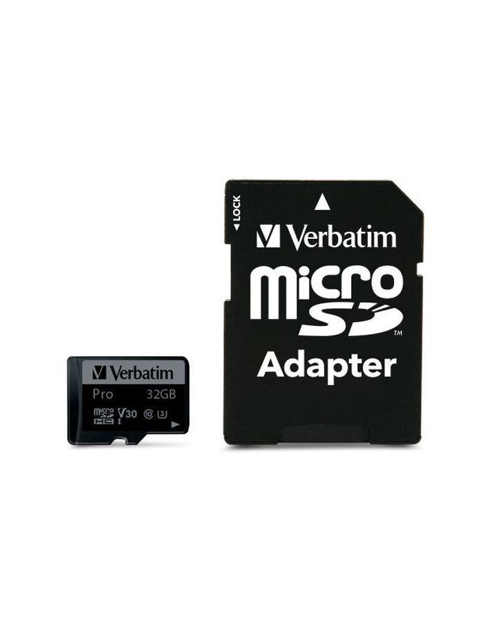 Карта памяти VERBATIM 32GB 90MB/S MICRO SD PRO CLASS 10 UHS-I(INC ADAPTOR) 47041
