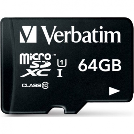 Карта памяти VERBATIM 64GB 90MB/S MICRO SD PRO CLASS 10 UHS (MIC ADAPTOR) 47042 - фото 2