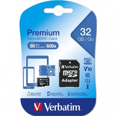 Карта памяти VERBATIM 64GB 90MB/S MICRO SD PRO CLASS 10 UHS (MIC ADAPTOR) 47042 - фото 4
