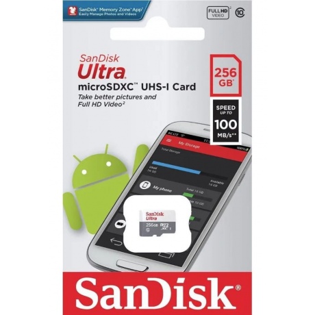 Карта памяти SanDisk Ultra microSDXC 256GB 100MB/s SDSQUNR-256G-GN3MN - фото 6