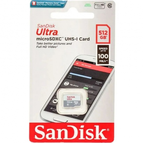 Карта памяти SanDisk Ultra microSDXC 512GB 100MB/s SDSQUNR-512G-GN3MN - фото 3