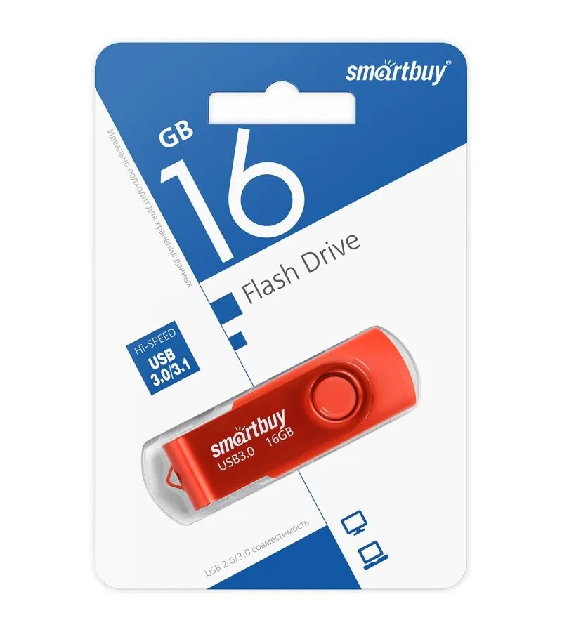 Карта памяти SmartBuy 16GB Twist Red 3.0 (SB016GB3TWR) - фото 3