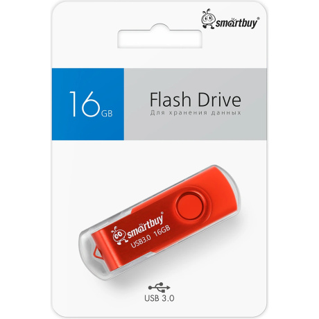 Карта памяти SmartBuy 16GB Twist Red 3.0 (SB016GB3TWR) - фото 1
