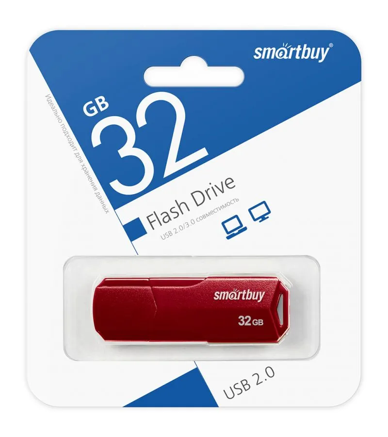 Карта памяти SmartBuy 32GB CLUE Burgundy (SB32GBCLU-BG) - фото 3
