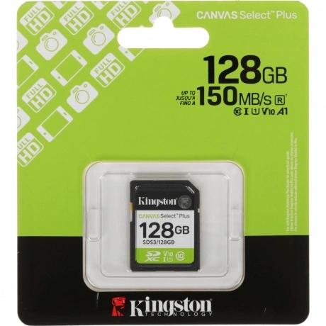 Карта памяти Kingston Canvas Select Plus SDXC UHS-I U3 128 ГБ SD...