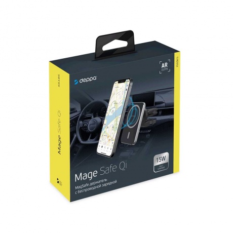 Автомобильный держатель Deppa Mage Safe Qi для iPhone, магнитный, черный - фото 5