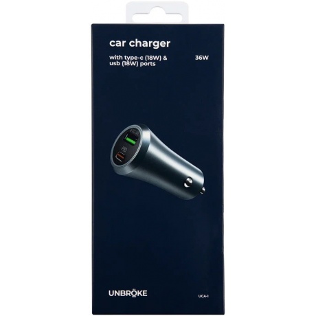 Автомобильное зарядное устройство UNBROKE 3A+2A PD универсальное серый (УТ000027490) - фото 3