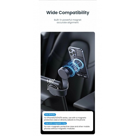 Держатель автомобильный USAMS US-ZJ079 для смартфона, черный (ZJ79ZJ01) - фото 9