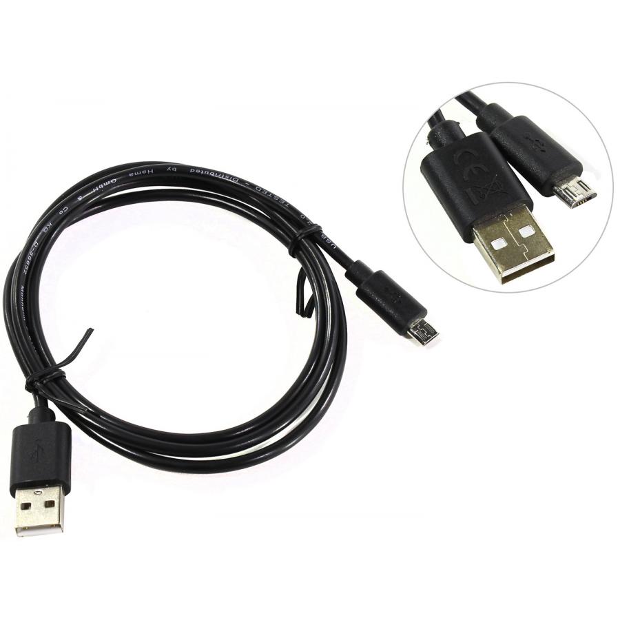 

Кабель Hama H-20070 microUSB (m)-USB 2.0 (m) черный 1м для Универсальный для универсальный (00020070)