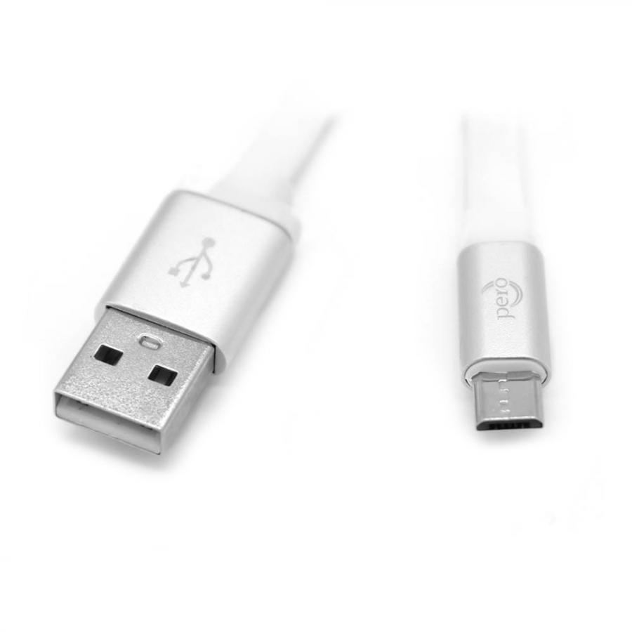 Дата-кабель PERO micro-USB, 2А, 1м, белый дата кабель pero dc03 micro usb 2а 1м белый