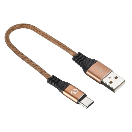 Кабель Digma USB A (m) USB Type-C (m) 0.15м коричневый - фото 2