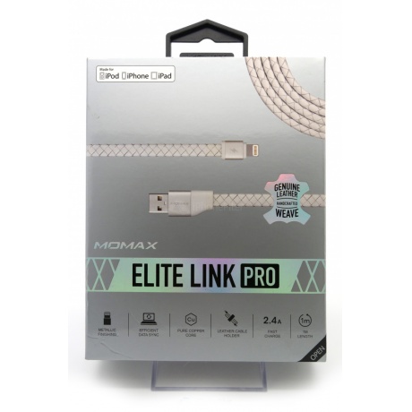 Кабель Momax Elite Link Pro Leather 1M Lighting Белый - фото 5