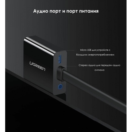 Переходник UGREEN MM103 (40248) 25cm. - Black - фото 15