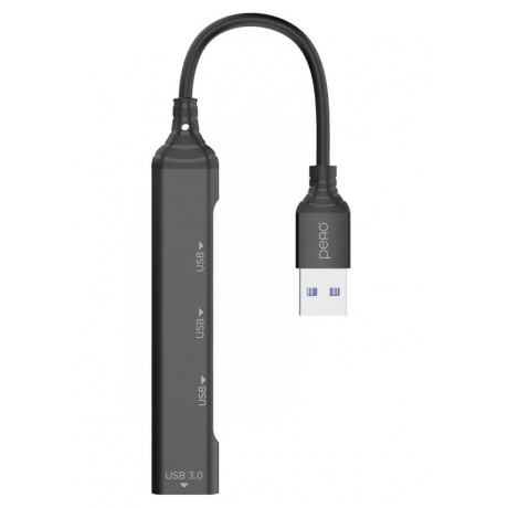 Хаб PERO MH01, USB-A TO USB 3.0+USB 2.0+USB 2.0+USB 2.0, серый - фото 1
