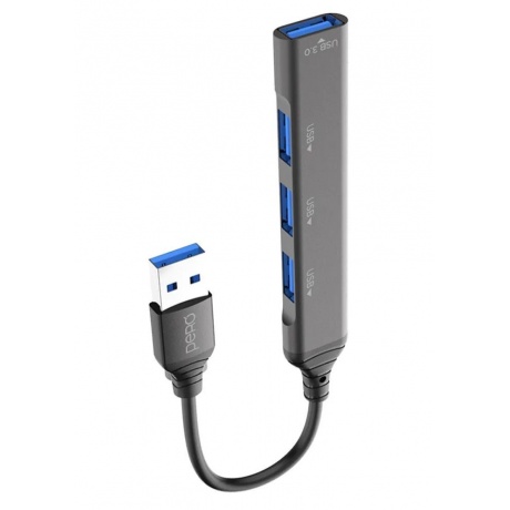 Хаб PERO MH01, USB-A TO USB 3.0+USB 2.0+USB 2.0+USB 2.0, серый - фото 2