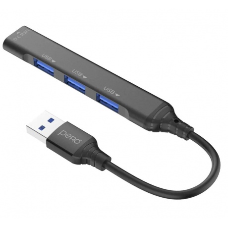 Хаб PERO MH01, USB-A TO USB 3.0+USB 2.0+USB 2.0+USB 2.0, серый - фото 4