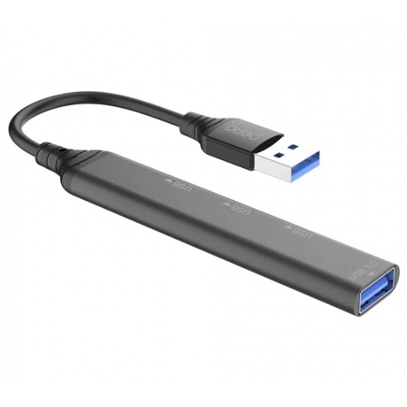 Хаб PERO MH01, USB-A TO USB 3.0+USB 2.0+USB 2.0+USB 2.0, серый - фото 5