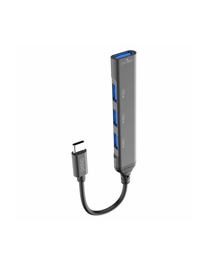 цена Хаб PERO MH02, USB-С TO USB 3.0+USB 2.0+USB 2.0+USB 2.0, серый