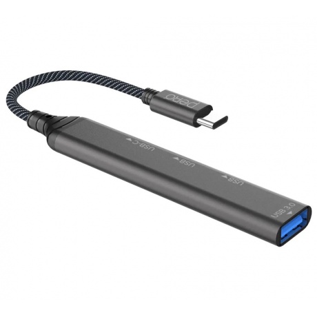 Хаб PERO MH03, USB-С TO USB-C+USB 3.0+USB 2.0+USB 2.0, серый - фото 2