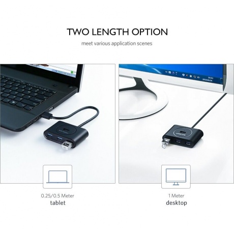 Хаб UGREEN USB концентратор 4 х USB 3.0, 1 м, цвет черный (20291) - фото 13