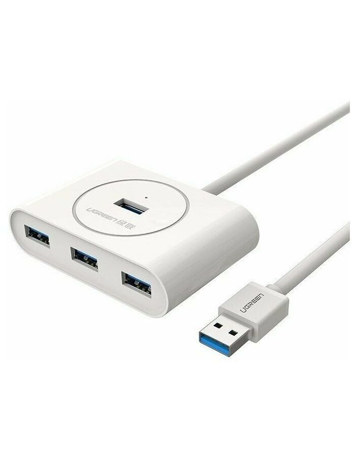 Хаб UGREEN USB концентратор USB 3.0 x 4, 1 м, цвет белый (20283) ugreen ug 20283 usb 3 0 4 ports 0 8m white
