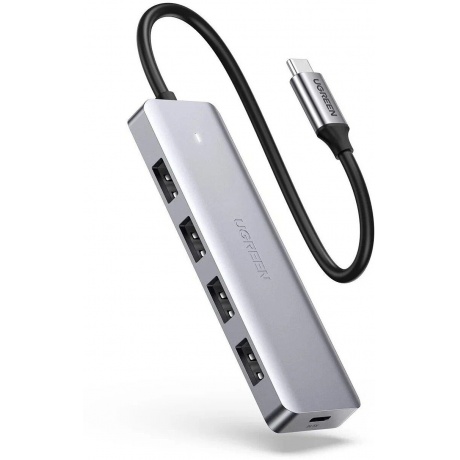 Хаб UGREEN USB концентратор USB Type-C - 3хUSB 3.0, LAN (1Gbit), PD 100W, цвет серый космос (20932) - фото 2
