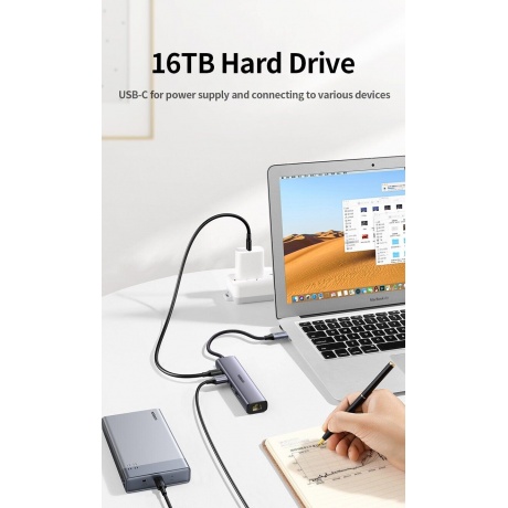 Хаб UGREEN USB концентратор USB Type-C - 3хUSB 3.0, LAN (1Gbit), PD 100W, цвет серый космос (20932) - фото 14