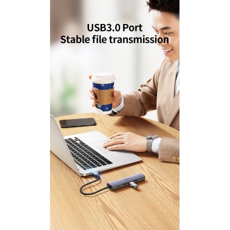 Хаб UGREEN USB концентратор USB Type-C - 3хUSB 3.0, LAN (1Gbit), PD 100W, цвет серый космос (20932) - фото 21