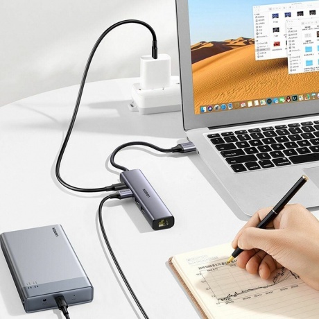 Хаб UGREEN USB концентратор USB Type-C - 3хUSB 3.0, LAN (1Gbit), PD 100W, цвет серый космос (20932) - фото 7