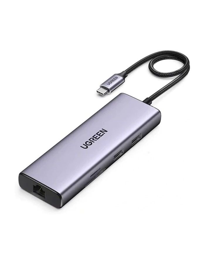 цена Хаб UGREEN USB концентратор USB-C To HDMI 4K при 30 Гц , 3хUSB 3.0 A, PD Power Converter 100 Вт цвет серый космос (15596)