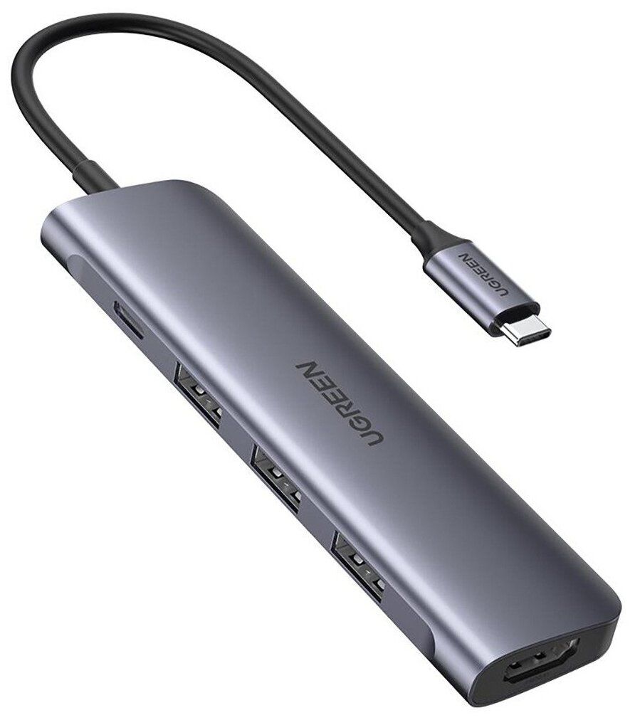 цена Хаб UGREEN USB концентратор 5 в 1 3 х USB 3.0, HDMI, PD (50209)