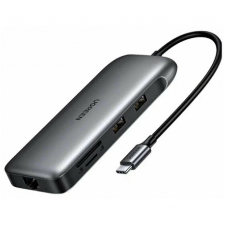 Хаб UGREEN USB концентратор 9 в 1 2 х USB 3.0, HDMI, VGA, DP, RJ45, SD/TF, PD (70301) - фото 2