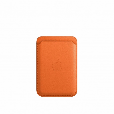 Кардхолдер оригинальный Apple iPhone Leather Wallet with MagSafe - Orange (mppy3fe) - фото 4