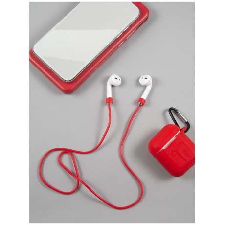 Ремешок силиконовый mObility для Airpods, красный УТ000018888 - фото 5