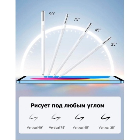 Стилус UGREEN Smart Stylus Pen for iPad Only USB-C Charging LP452 White (90915) - фото 7